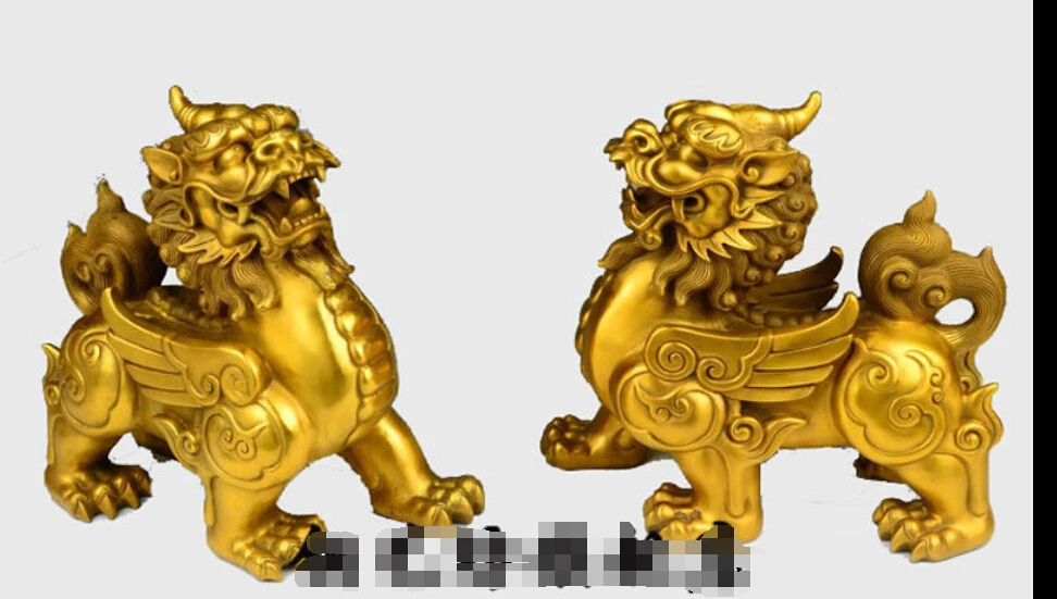 zhaorui4++12" China Bronze Foo Dog Pixiu Kylin Lions Lovely Unicorn Statue One Pair
zhaorui4++12" China Bronze Foo Dog Pixiu Kylin Lions Lovely Unicorn Statue One Pair