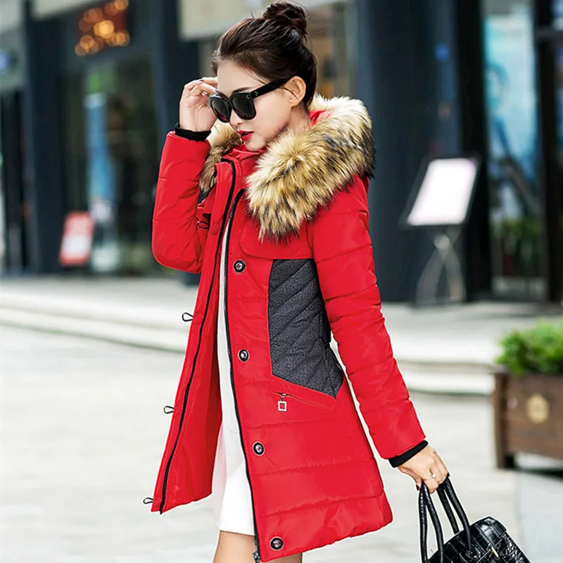 brand Winter warm Jacket Women spliced Parka Fur Collar Thicken Windproof outerwear Cotton Padded long slim plus size 3XL Coats
brand Winter warm Jacket Women spliced Parka Fur Collar Thicken Windproof outerwear Cotton Padded long slim plus size 3XL Coats