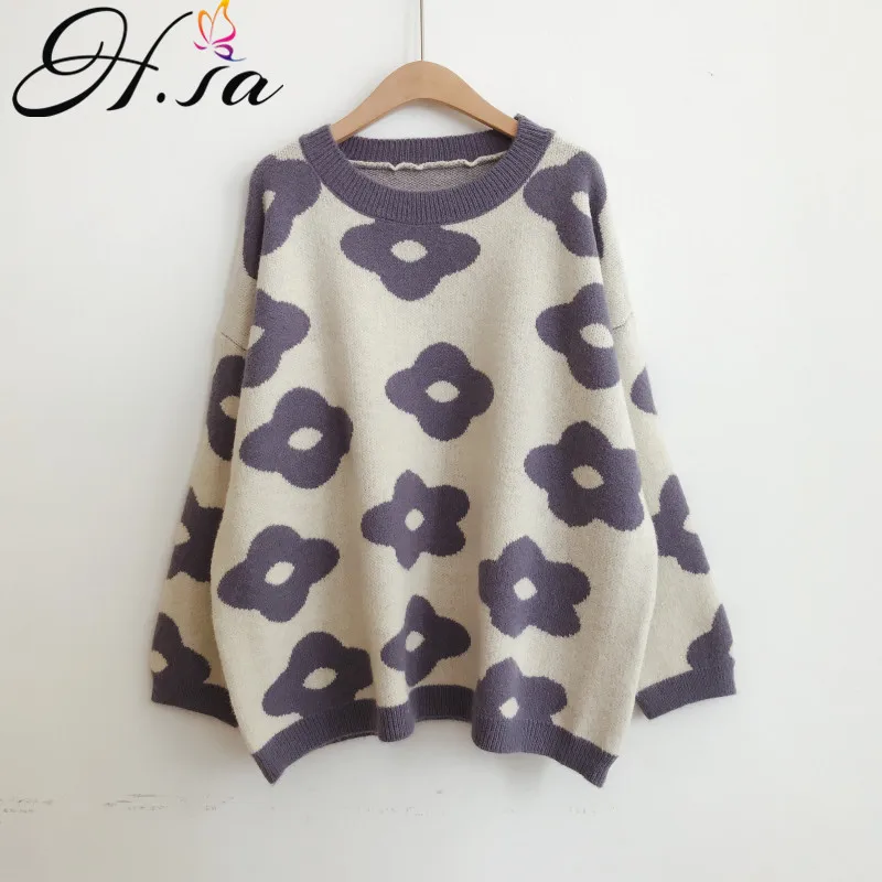 H.SA 2019 Fall Women Pull Sweaters Oneck Floral Loose Jumpers Blue Candy Color Knitwear Tops korean sweater Female Knitwear Pull
H.SA 2019 Fall Women Pull Sweaters Oneck Floral Loose Jumpers Blue Candy Color Knitwear Tops korean sweater Female Knitwear Pull