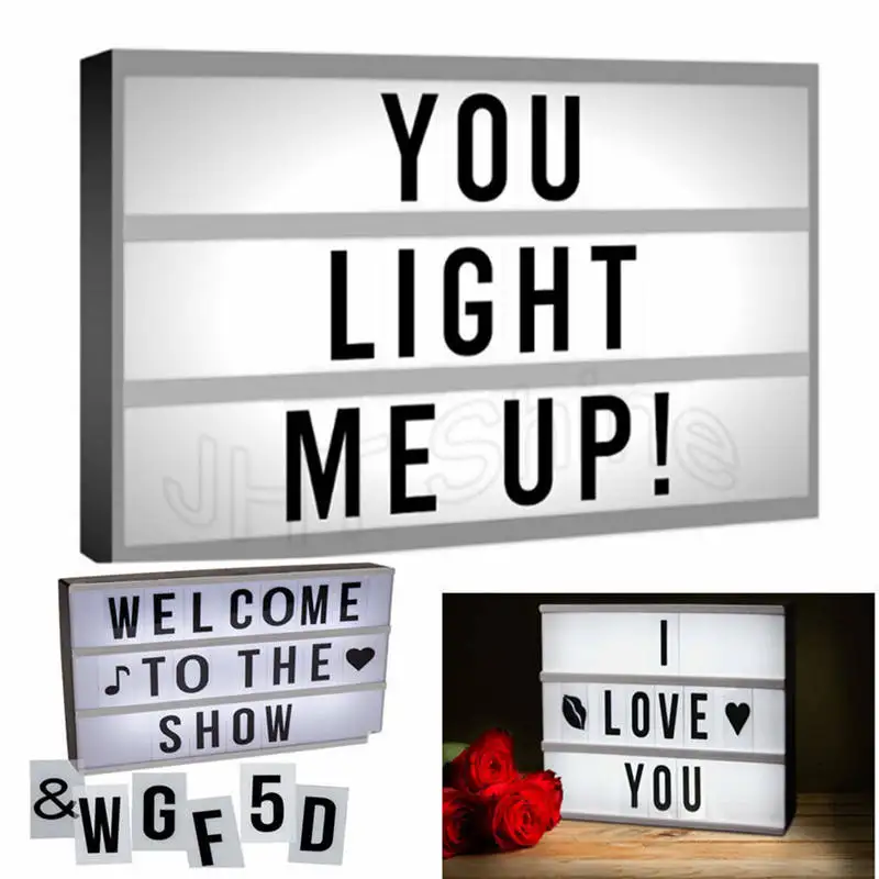 A4 Mini Cinematic Light Box Cinema Plaque LED Letter Lamp Symbols Sign Messages Board for Party Wedding Home Decoration DIY Gift
A4 Mini Cinematic Light Box Cinema Plaque LED Letter Lamp Symbols Sign Messages Board for Party Wedding Home Decoration DIY Gift