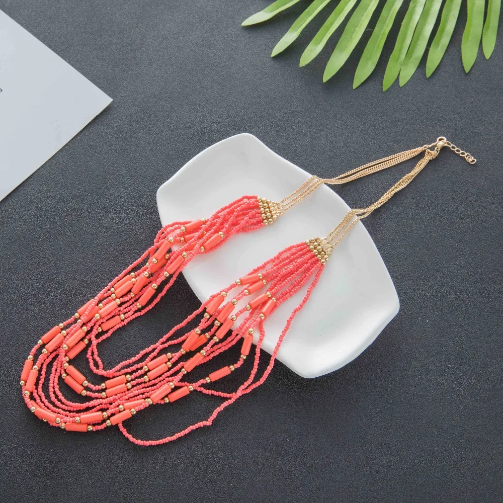 Bohemian Beads Necklaces for Women Statement Jewelry Collier Hot Selling Red Multi Layered Choker Necklaces Fashion Jewelry
Bohemian Beads Necklaces for Women Statement Jewelry Collier Hot Selling Red Multi Layered Choker Necklaces Fashion Jewelry