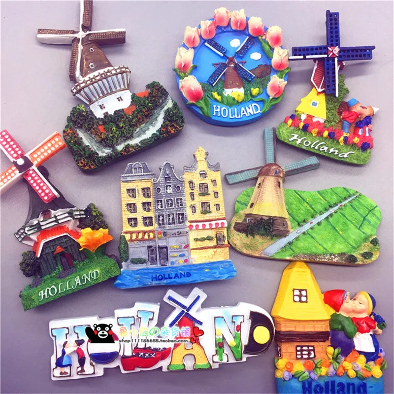

Holland Fridge Magnets Netherlands 3D Windmill Tulip Refrigerator Magnetic Stickers Travel Tourist Souvenirs Home Decor