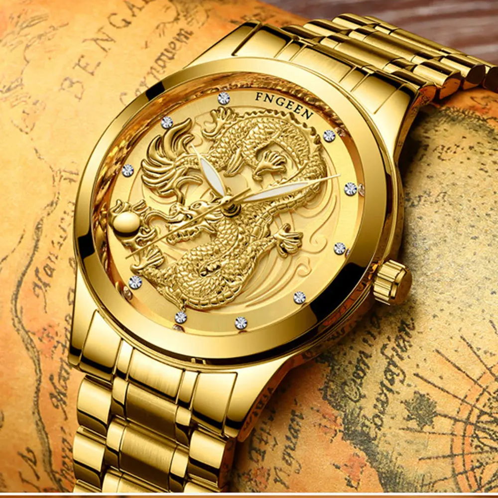Brand Watch Men's Gold Dragon Watch Quartz Waterproof Men's Business WristWatches Ultra-thin Leather Strip Relogios masculinos 
Brand Watch Men's Gold Dragon Watch Quartz Waterproof Men's Business WristWatches Ultra-thin Leather Strip Relogios masculinos