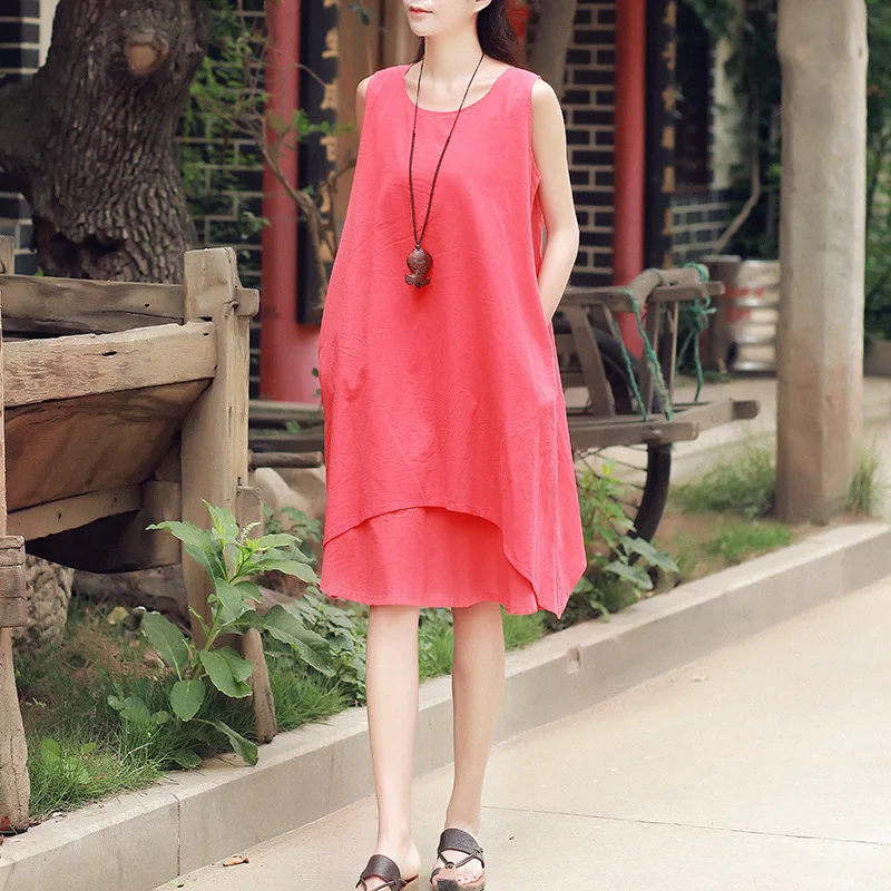 Johnature Casual Tank Dress 2019 New Summer Women Cotton Thin Breathable Comfortably Soft Solid Loose O-Neck A-Line Dresses
Johnature Casual Tank Dress 2019 New Summer Women Cotton Thin Breathable Comfortably Soft Solid Loose O-Neck A-Line Dresses