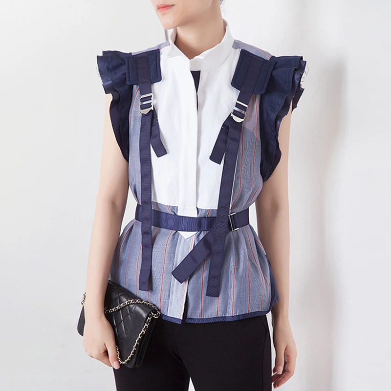 Fashion Newest Stylish 2019 Summer Runway Designer Shirt Women's Butterfly Sleeve Color Block Belt Blouse Shirt
Fashion Newest Stylish 2019 Summer Runway Designer Shirt Women's Butterfly Sleeve Color Block Belt Blouse Shirt