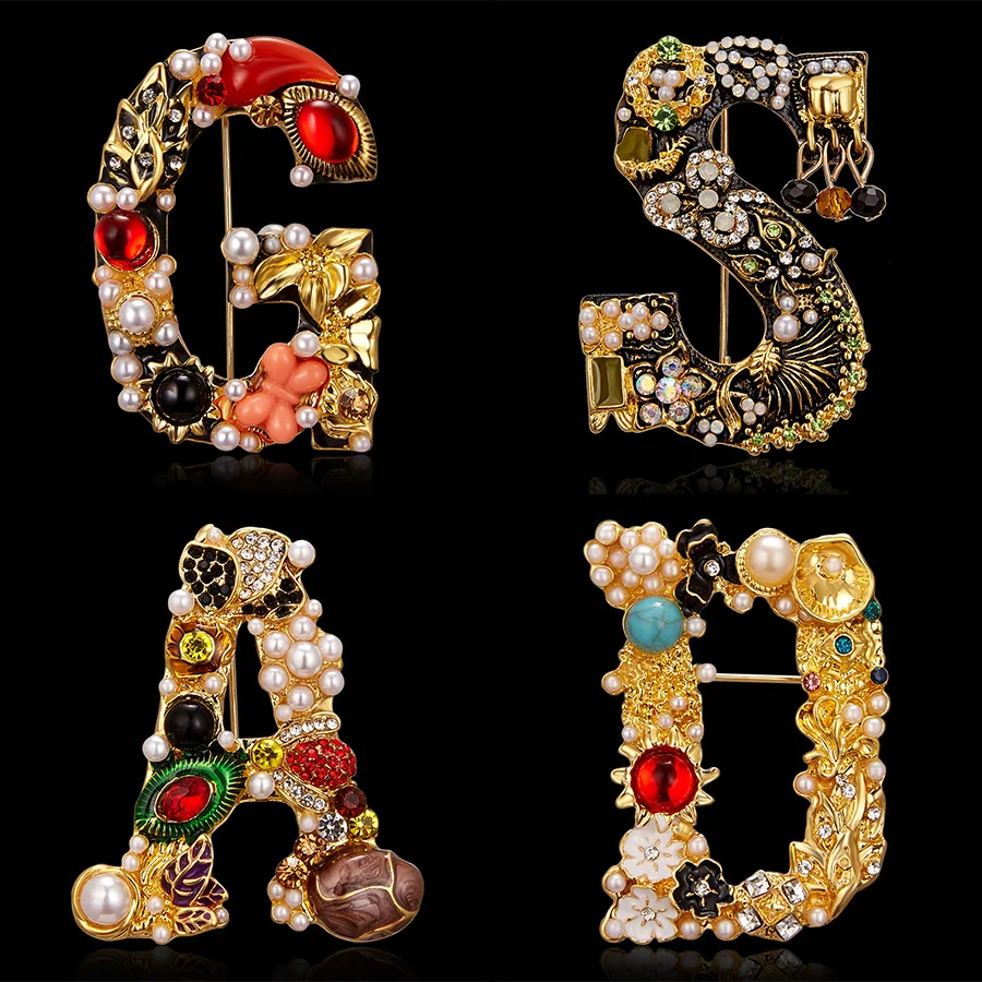 Luxury Exquisite Letter Brooch Colorful Pearl Rhinestone Painting Oil Flower Brooch Pin Women Girls Creative Jewelry Accessories
Luxury Exquisite Letter Brooch Colorful Pearl Rhinestone Painting Oil Flower Brooch Pin Women Girls Creative Jewelry Accessories