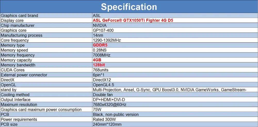 ASL GeForce® GTX 1050Ti Fighter 4G D5_