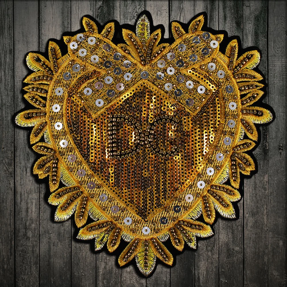 2pieces Beaded Sequin Gold Heart Fabric Patches Paillette Applique Badges DIY Craft Sewing Supplies
2pieces Beaded Sequin Gold Heart Fabric Patches Paillette Applique Badges DIY Craft Sewing Supplies