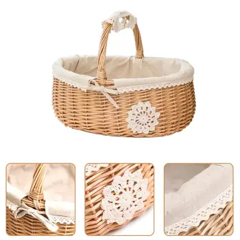 CHUWUJU Wicker Basket Fruit Picnic Rattan Storage Box Snacks Tea Basket Willow and Cloth Wooden Storage Basket With Lid
CHUWUJU Wicker Basket Fruit Picnic Rattan Storage Box Snacks Tea Basket Willow and Cloth Wooden Storage Basket With Lid