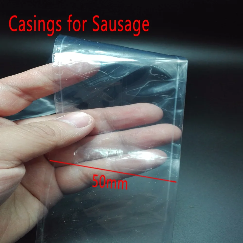 

2 Meters Food Grade Plastic Casings for Sausage Salami Wide50mm Shell for Sausage Maker Machine Hot Dog Casing Inedible Casings