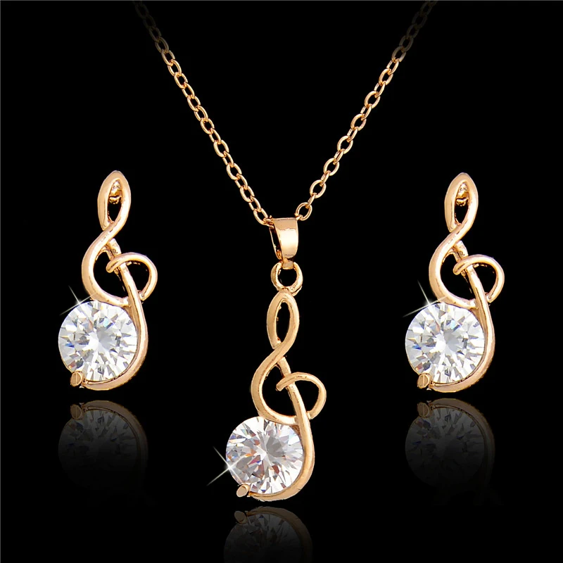 SHUANGR Fashion Gold Color Chain Wedding Jewelry Sets For Wome Crystal Note Pendant Necklace Earrings jewelry bijoux femme
SHUANGR Fashion Gold Color Chain Wedding Jewelry Sets For Wome Crystal Note Pendant Necklace Earrings jewelry bijoux femme