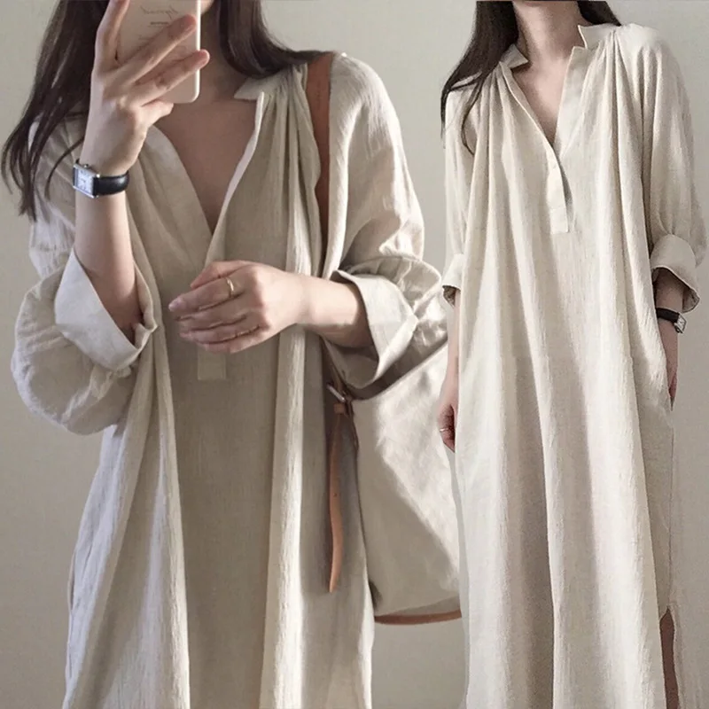 2019 Summer New Arrival Women Fashion America Europe Style Solid Beige Color Large Size Oversize Half Sleeve Long Casual Dress
2019 Summer New Arrival Women Fashion America Europe Style Solid Beige Color Large Size Oversize Half Sleeve Long Casual Dress