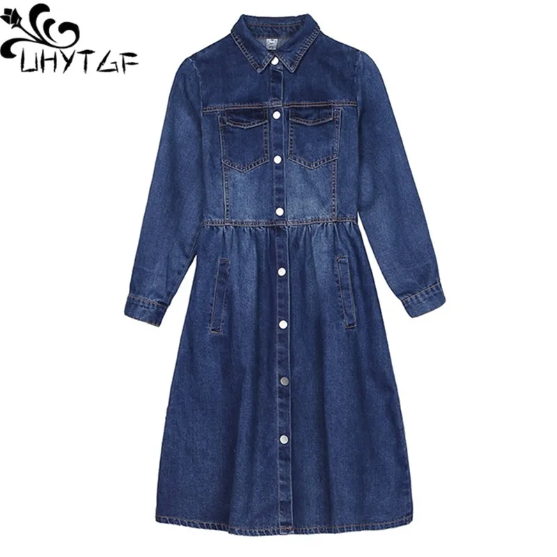 UHYTGF 2XL Loose Size Dresses Mid-Length Women Spring Denim Dress Korean Fashion Single-Breasted Casual Dress Vestidos Mujer 447
UHYTGF 2XL Loose Size Dresses Mid-Length Women Spring Denim Dress Korean Fashion Single-Breasted Casual Dress Vestidos Mujer 447