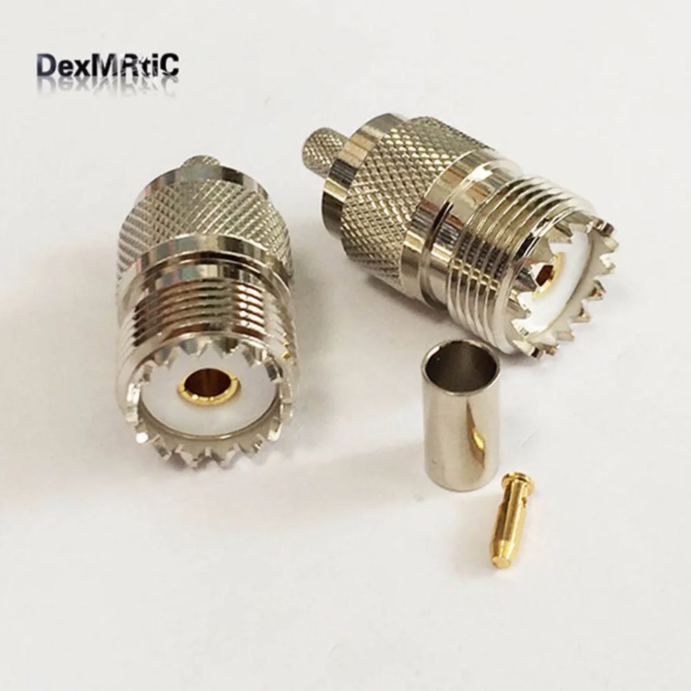 10PC UHF female jack SO239 RF Coax Connector Crimp RG58,RG142,RG400,LMR195 Straight Nickelplated NEW wholesale
10PC UHF female jack SO239 RF Coax Connector Crimp RG58,RG142,RG400,LMR195 Straight Nickelplated NEW wholesale