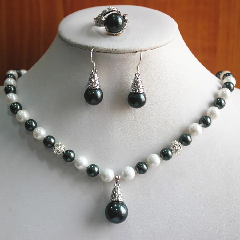 birthday gift! jewelry set!Wholesale noble Women's 8mm white and black pearl Necklace earring ring(7/8/9) set #221 5.31
birthday gift! jewelry set!Wholesale noble Women's 8mm white and black pearl Necklace earring ring(7/8/9) set #221 5.31