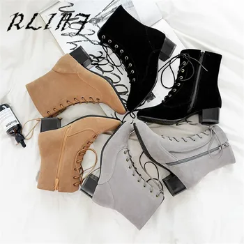 RLINF New Thick with Lace Boots European and American Style High Heel Bare Matte Women's Boots Boots
RLINF New Thick with Lace Boots European and American Style High Heel Bare Matte Women's Boots Boots