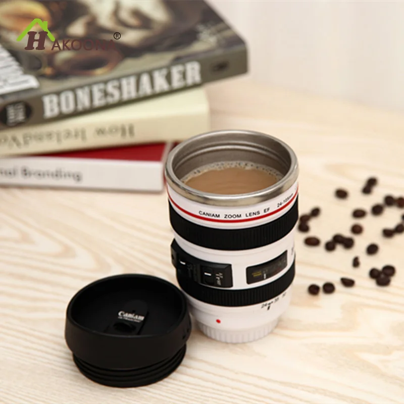 HAKOONA/Камера объектив кружка из нержавеющей стали liner руки чашки Кофе с крышкой |
