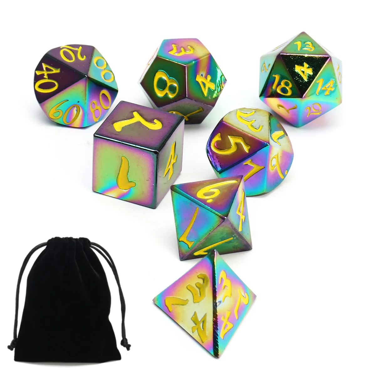 Rainbow Metal Dice Set 7-Die Metal Polyhedral Dice Set for Dungeons & Dragons Role Playing Game Pathfinder RPG and Math Teaching
Rainbow Metal Dice Set 7-Die Metal Polyhedral Dice Set for Dungeons & Dragons Role Playing Game Pathfinder RPG and Math Teaching