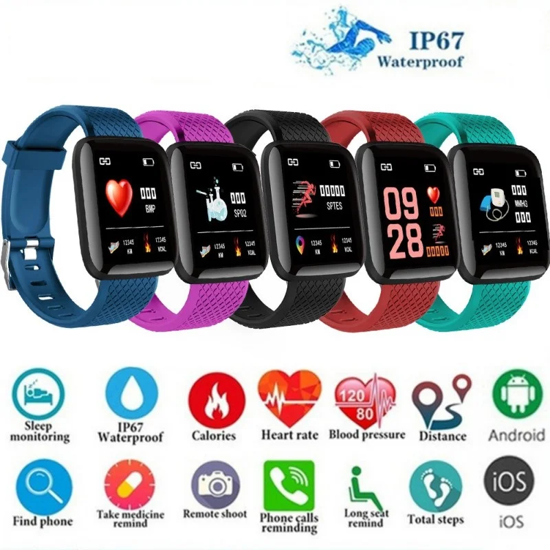 116PLUS Smart watch pedometer calorie fitness tracker waterproof smart bracelet heart rate blood pressure oxygen with Bluetooth
116PLUS Smart watch pedometer calorie fitness tracker waterproof smart bracelet heart rate blood pressure oxygen with Bluetooth