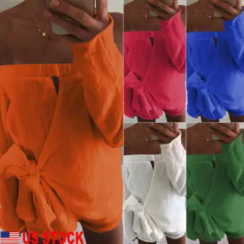 US Women Sexy Cotton Lace Up Bow Off-the-Shoulder Solid Color Playsuit Casual Party Jumpsuit Shorts
US Women Sexy Cotton Lace Up Bow Off-the-Shoulder Solid Color Playsuit Casual Party Jumpsuit Shorts