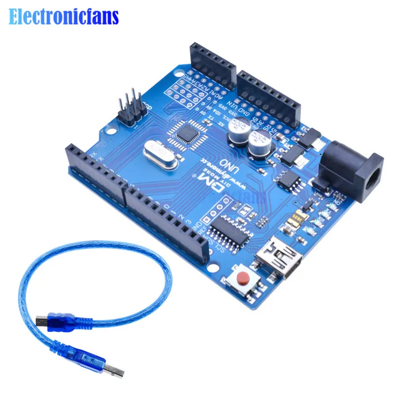 

Mini USB Board Microcontroller UNO R3 ATmega328P CH340G Board CH340 Replace ATmega16U2 Without USB Cable One