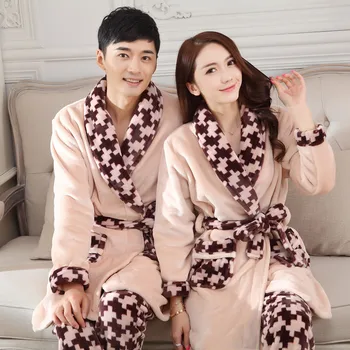Autumn Winter Coral Fleece Couple Pajamas Women's Men's Warm Bathrobe Thick Flannel Bain Robe Female Home Wear Peignoir Femme
Autumn Winter Coral Fleece Couple Pajamas Women's Men's Warm Bathrobe Thick Flannel Bain Robe Female Home Wear Peignoir Femme