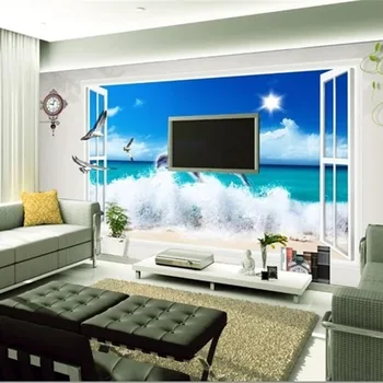 Custom Any Size Mural Wallpaper 3d Mural For Living Room Dolphin Wave Window TV Background Wall Mural 3D Wallpaper 
Custom Any Size Mural Wallpaper 3d Mural For Living Room Dolphin Wave Window TV Background Wall Mural 3D Wallpaper