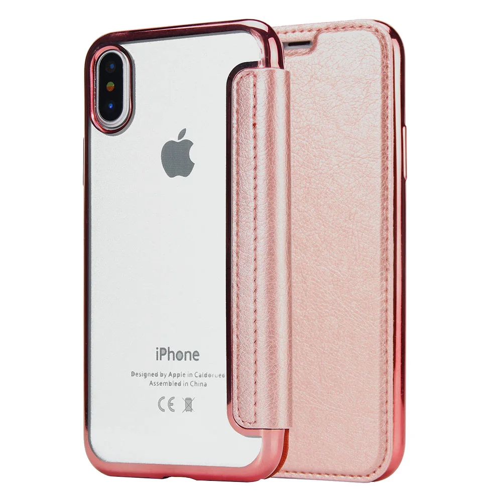 Для iPhone X Case тонкий из искусственной кожи чехол-книжка футляр со слотом для карты