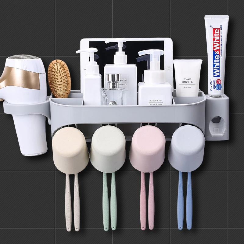 Bathroom Shelf Non-Punching Toothpaste Extruder Hairdryer Holder Toothbrush Rack Set Wall Type Storage Rack
Bathroom Shelf Non-Punching Toothpaste Extruder Hairdryer Holder Toothbrush Rack Set Wall Type Storage Rack