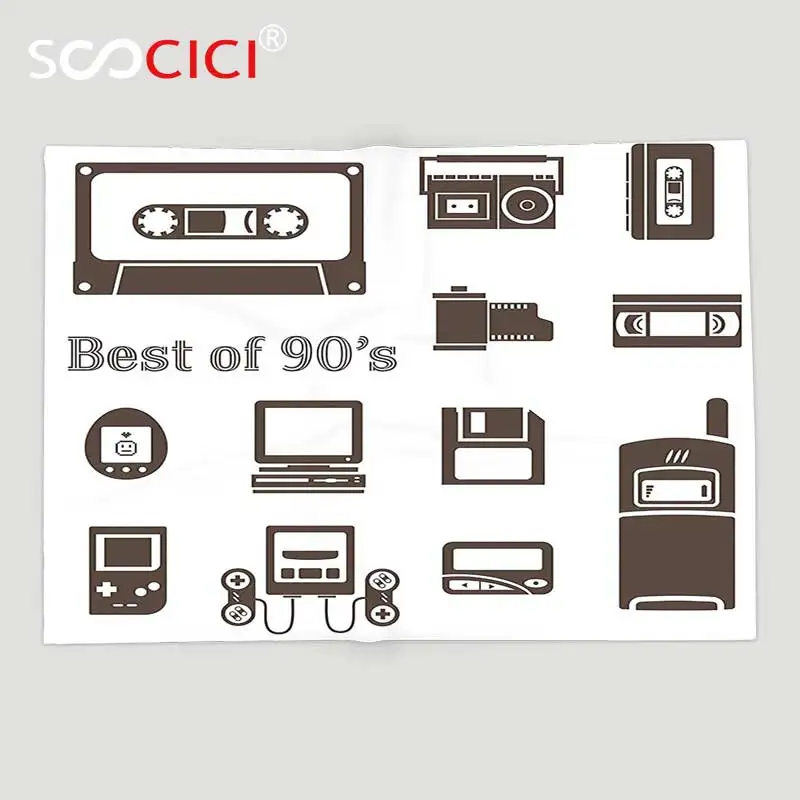 Custom Soft Fleece Throw Blanket 90s Decorations Gadget of 90s Icons Pattern With Desktop Computer Video Game Joystick Nostalgia
Custom Soft Fleece Throw Blanket 90s Decorations Gadget of 90s Icons Pattern With Desktop Computer Video Game Joystick Nostalgia