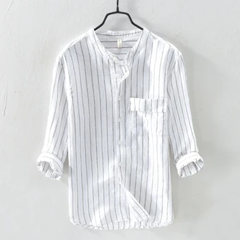 Titmsny Male Breathable Cotton Linen Stripe Fashion Casual Shirt 2018 Summer Men's Three Quarter Sleeve Shirt
Titmsny Male Breathable Cotton Linen Stripe Fashion Casual Shirt 2018 Summer Men's Three Quarter Sleeve Shirt