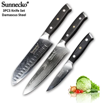 Sunnecko 3PCS Knife Set Santoku Chef Paring Kitchen Knives Japanese Damascus VG10 Steel G10 Sanding Handle Meat Cutter Tools
Sunnecko 3PCS Knife Set Santoku Chef Paring Kitchen Knives Japanese Damascus VG10 Steel G10 Sanding Handle Meat Cutter Tools