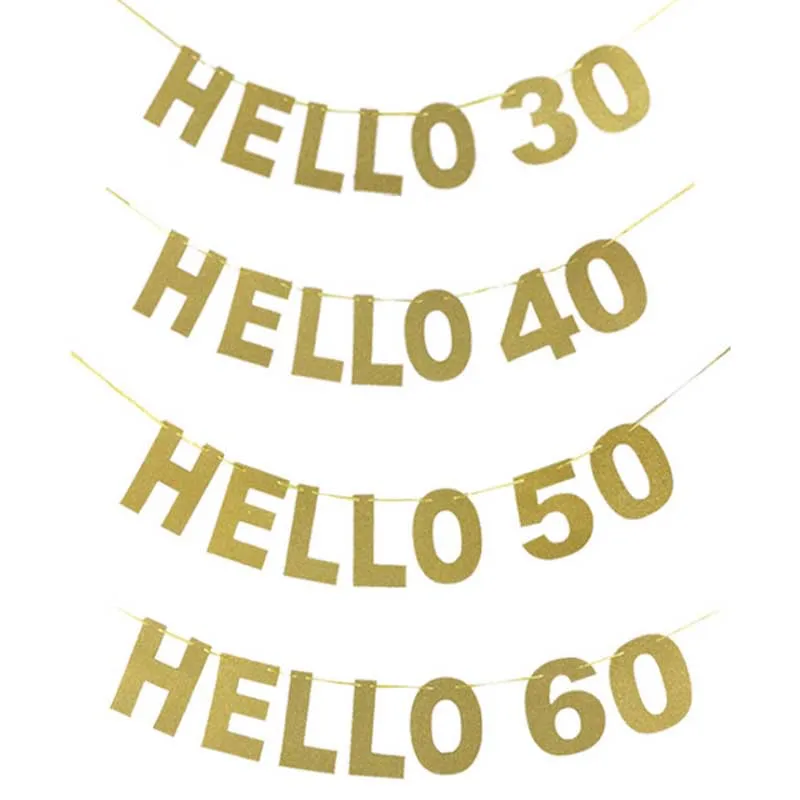 1 set Novelty Gold Glitter Hello 30 40 50 60 Celebration Birthday Party Banner Garland Hen Party Bachelorette Party Supplies
1 set Novelty Gold Glitter Hello 30 40 50 60 Celebration Birthday Party Banner Garland Hen Party Bachelorette Party Supplies