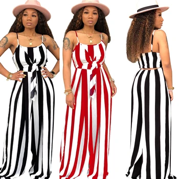 Wantmove women's summer sexy spaghetti strip wrapped chest lace up vertical stripes club wide leg jumpsuit 2019 new WM821
Wantmove women's summer sexy spaghetti strip wrapped chest lace up vertical stripes club wide leg jumpsuit 2019 new WM821
