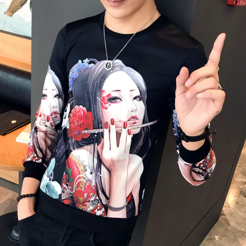 Men's short-sleeved T-shirt round neck beauty pattern personality printing casual men's clothing bottoming repair body shirt
Men's short-sleeved T-shirt round neck beauty pattern personality printing casual men's clothing bottoming repair body shirt