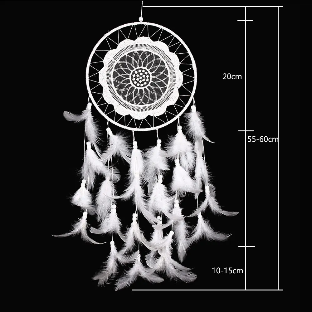 C White Lace Flower Dream catcher with beads Wind Chimes Feather Pendant Dream Catcher hanging For Wall and tent Decorations
C White Lace Flower Dream catcher with beads Wind Chimes Feather Pendant Dream Catcher hanging For Wall and tent Decorations