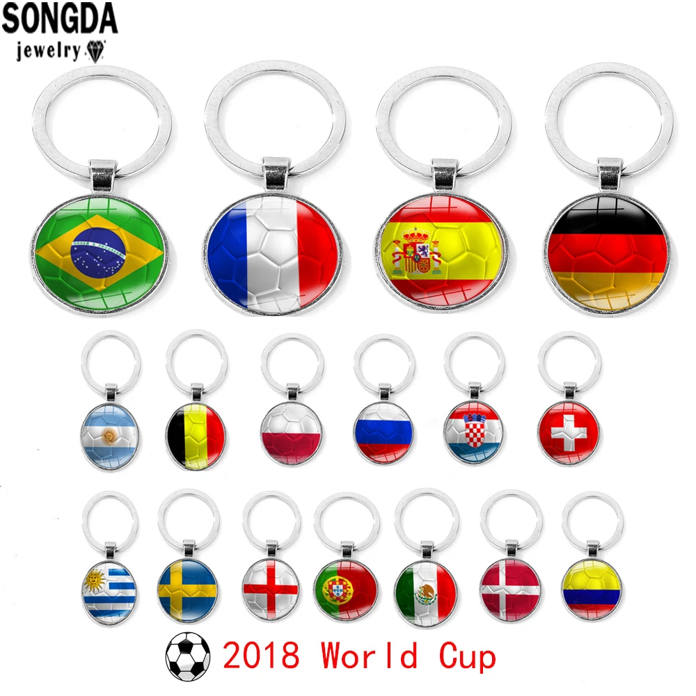 SONGDA World Football Game Keychain Car Key Ring Holder Bag Key Chain National Flag Glass Cabochon Keyring Sleutelhanger 2018
SONGDA World Football Game Keychain Car Key Ring Holder Bag Key Chain National Flag Glass Cabochon Keyring Sleutelhanger 2018