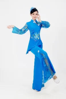 Chinese Folk Dance Costume Yangko Dance Clothing Female Fan Dance Drum Stage Costumes
Chinese Folk Dance Costume Yangko Dance Clothing Female Fan Dance Drum Stage Costumes