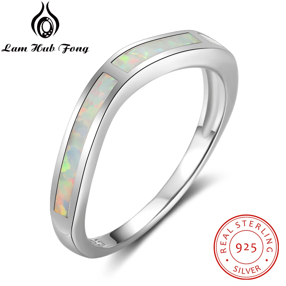 

Simple 3mm 925 Sterling Silver Ring with White Fire Opal Anniversary Gift Jewelry S925 Silver Rings For Women (Lam Hub Fong)