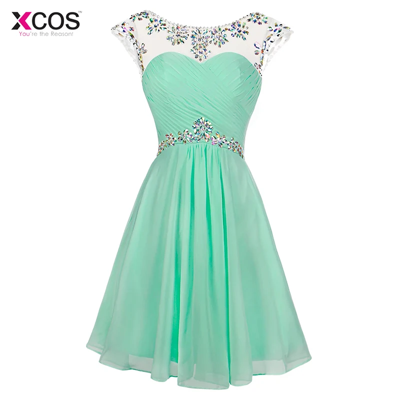 Mint Green Short Prom Dresses Scoop Knee Length Cocktail Party Formal Cap Sleeve Crystal Beaded Backless Prom Gown 2018
Mint Green Short Prom Dresses Scoop Knee Length Cocktail Party Formal Cap Sleeve Crystal Beaded Backless Prom Gown 2018