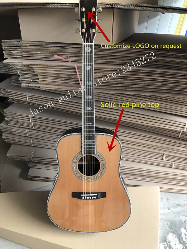 Factory custom D style acoustic guitar, AAA solid red pine top, OEM top quality 41" acoustic guitarra, free shipping 
Factory custom D style acoustic guitar, AAA solid red pine top, OEM top quality 41" acoustic guitarra, free shipping
