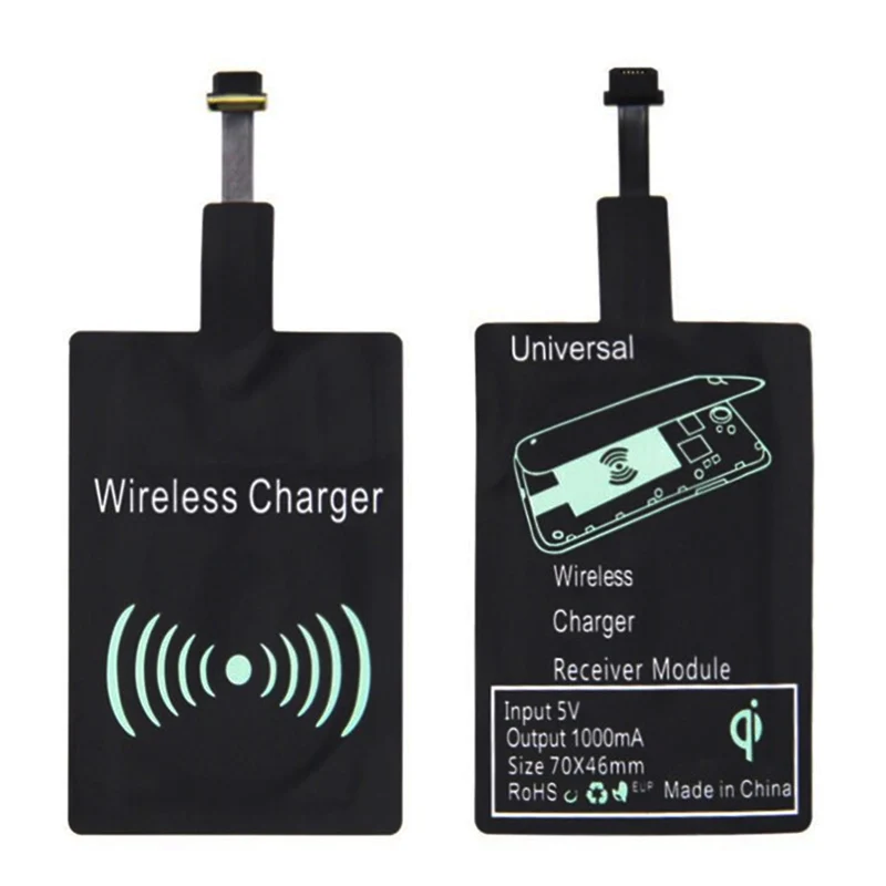 

Universal Micro USB interface Wireless Receiver Qi Wireless Charger Receiver80% Power Conversion Wireless Module Front or Back