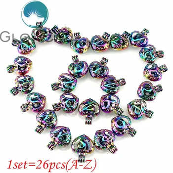 Mixed 26x=1set Rainbow Alphabet A-Z Letters Heart Beads Cage Jewelry Making Perfume Pearl Cage Locket Pendant for Love Name
Mixed 26x=1set Rainbow Alphabet A-Z Letters Heart Beads Cage Jewelry Making Perfume Pearl Cage Locket Pendant for Love Name