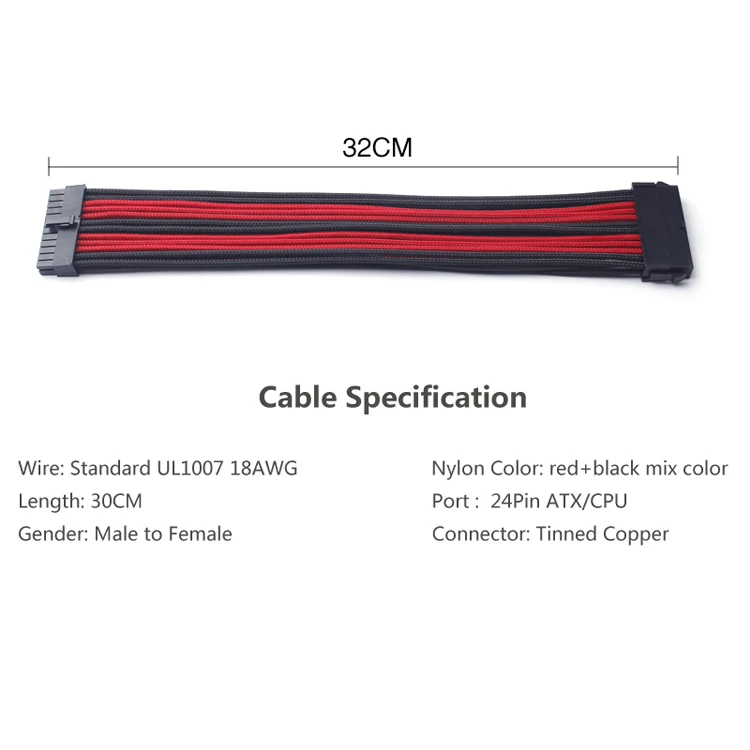 ATX 24 Pin Male to Female extension cable (10)