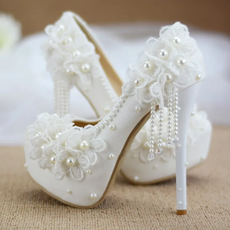 Women's White Lace Flowers Wedding Bridal Pumps Pearls Platform High Heel Shoes E73
Women's White Lace Flowers Wedding Bridal Pumps Pearls Platform High Heel Shoes E73