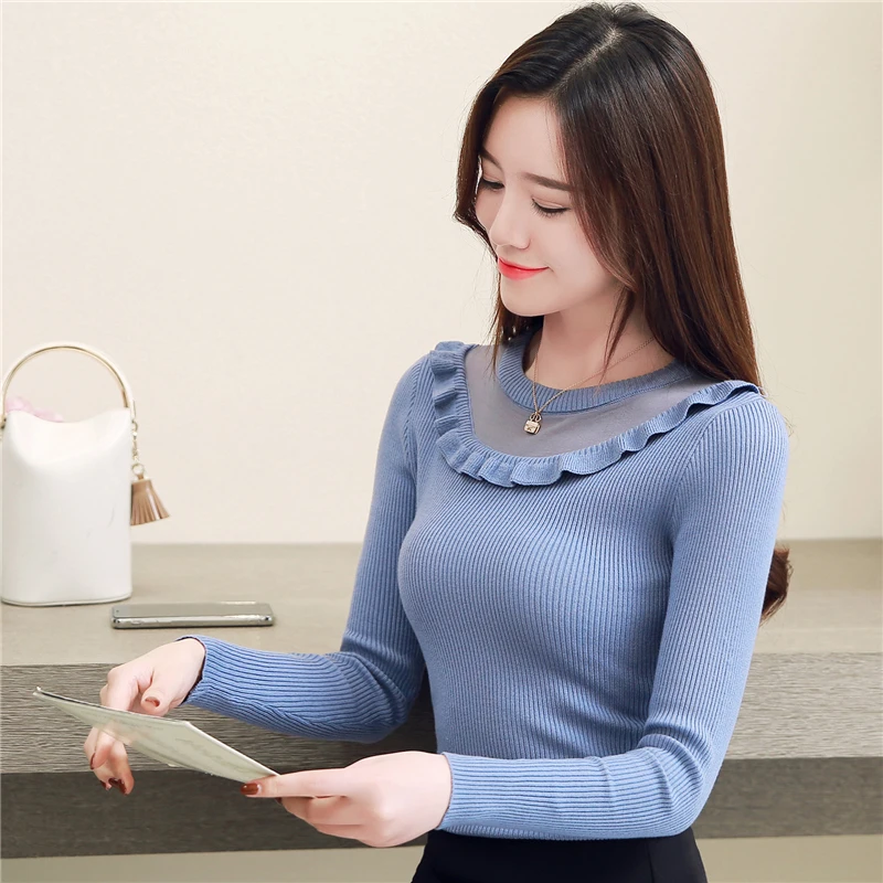 New Sweet Womens Knits Slim Underwear Ruffle Crew Neck Long Sleeve Tops Autumn Winter Womens Sweaters 7 Colors Z2032
New Sweet Womens Knits Slim Underwear Ruffle Crew Neck Long Sleeve Tops Autumn Winter Womens Sweaters 7 Colors Z2032