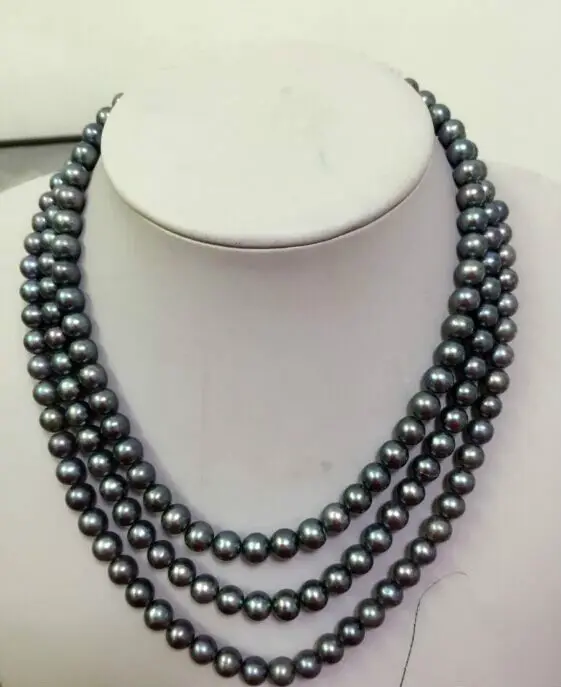 HOT## Wholesale FREE SHIPPING > triple strands8-9mm round tahitian back grey pearl necklace 17"18"19
HOT## Wholesale FREE SHIPPING > triple strands8-9mm round tahitian back grey pearl necklace 17"18"19
