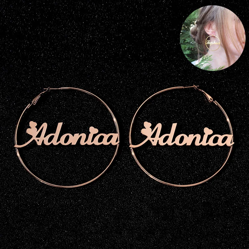Custom Name Hoop Earrings 20mm 25mm 30mm 70mm Big Circle Earrings Personalized Brincos Loop Earrings for Women Jewelry Oorbellen
Custom Name Hoop Earrings 20mm 25mm 30mm 70mm Big Circle Earrings Personalized Brincos Loop Earrings for Women Jewelry Oorbellen