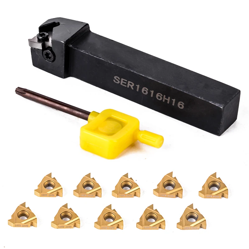 1pc SER1616H16 Tool Holder + 10pcs 16ER AG60 Carbide Internal Insert + Wrench For Lathe Turning Threading Tool
1pc SER1616H16 Tool Holder + 10pcs 16ER AG60 Carbide Internal Insert + Wrench For Lathe Turning Threading Tool
