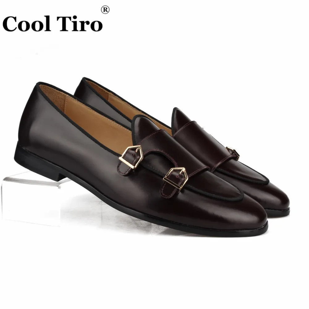 POLISHED LEATHER DOUBLE-MONK LOAFERS Brown (1)